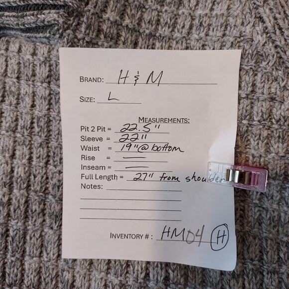 H&M Men’s Gray Knit Wool Blend Ribbed Collar Turtleneck Pullover Sweater - Picture 6 of 9